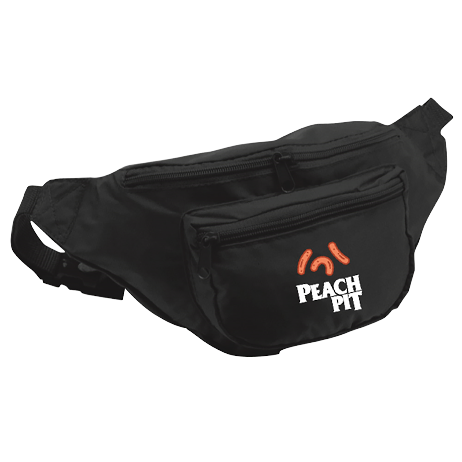 Peach Pit black fanny pack with Cheesie design