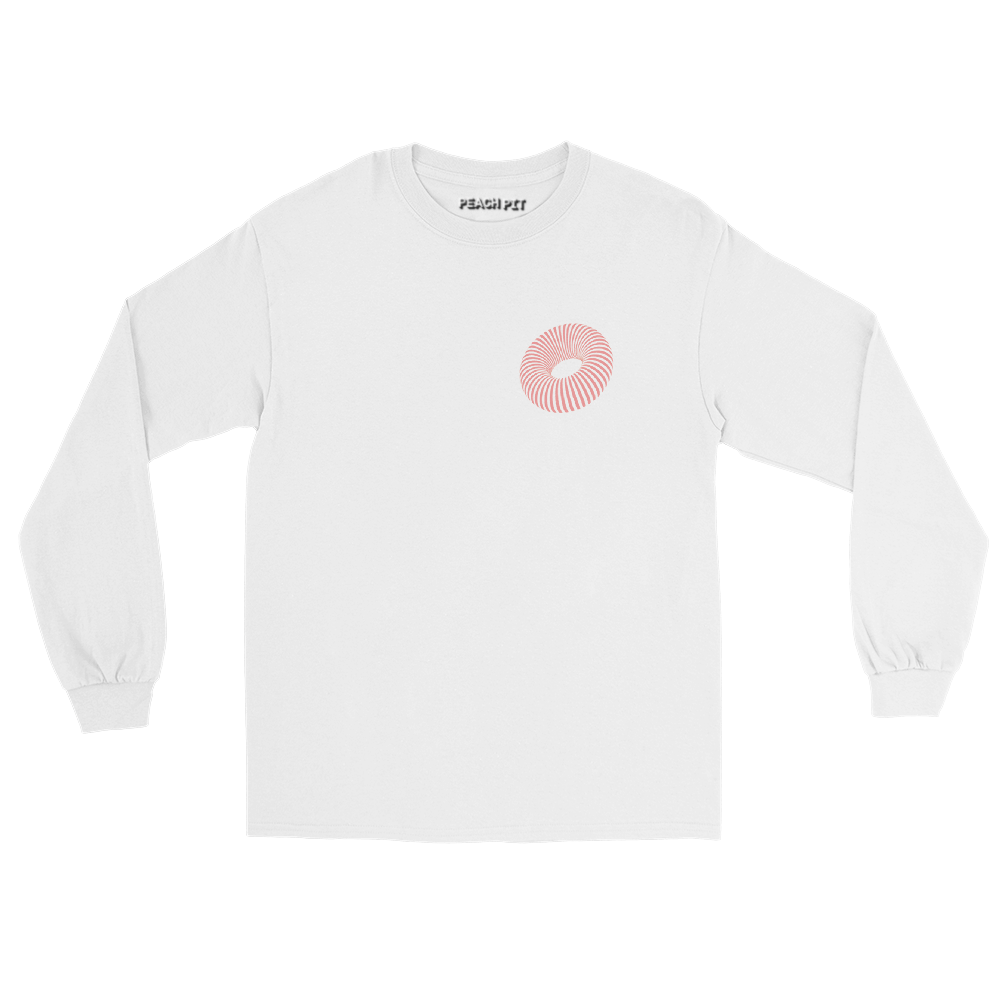 Peach Pit white and salmon donut long sleeve tee